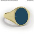 Mens gold signet ring with seal stone 15x12 mm