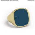 Mens gold signet ring with seal stone 15x13 mm