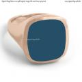 Mens rose gold signet ring with seal stone 15x13 mm