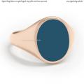 Mens rose gold signet ring with seal stone 15x12 mm