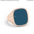 Mens rose gold signet ring with seal stone 15x13 mm