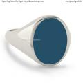 Mens silver signet ring with seal stone 14x11 mm