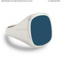 Mens silver signet ring with seal stone 14x12 mm