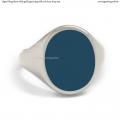 Mens white gold signet ring with seal stone 16x13 mm