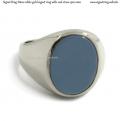 Mens white gold signet ring with seal stone 15x12 mm