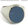 Mens white gold signet ring with seal stone 16x14 mm