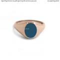 Womens rose gold signet ring with seal stone 9,5x7,5 mm