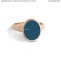Womens rose gold signet ring with seal stone 11x9 mm