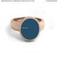 Womens rose gold signet ring with seal stone 12x10 mm