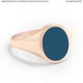 Womens rose gold signet ring with seal stone 11x9 mm