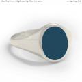 Womens white gold signet ring with seal stone 11x9 mm