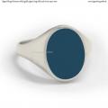 Womens white gold signet ring with seal stone 13x10 mm