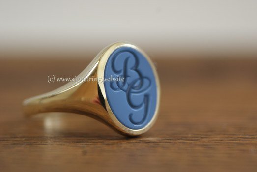 Gold ring with layered gemstone engraving bg