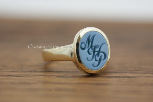 Cursive Initial Monogram Signet Ring