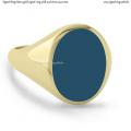 Mens gold signet ring with seal stone 14x11 mm