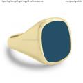 Mens gold signet ring with seal stone 14x12 mm