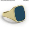 Mens gold signet ring with seal stone 16x13 mm