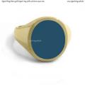 Mens gold signet ring with seal stone 14x12 mm