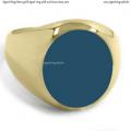 Mens gold signet ring with seal stone 16x14 mm