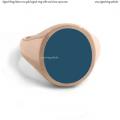 Mens rose gold signet ring with seal stone 14x12 mm