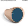 Mens rose gold signet ring with seal stone 15x12 mm