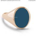 Mens rose gold signet ring with seal stone 14x11 mm