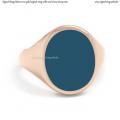 Mens rose gold signet ring with seal stone 16x13 mm