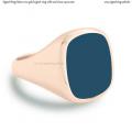 Mens rose gold signet ring with seal stone 14x12 mm
