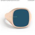 Mens rose gold signet ring with seal stone 14x13 mm