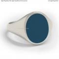 Mens silver signet ring with seal stone 15x12 mm