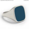 Mens silver signet ring with seal stone 16x13 mm