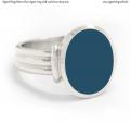 Mens silver signet ring with seal stone 16x13 mm