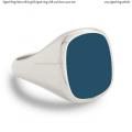 Mens white gold signet ring with seal stone 14x12 mm
