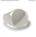 Mens white gold signet ring with seal 16x14 mm