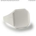 Mens white gold signet ring with seal 16x14 mm