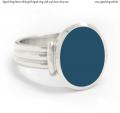 Mens white gold signet ring with seal stone 16x13 mm