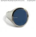 Mens white gold signet ring with seal stone 14x12 mm