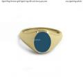 Womens gold signet ring with seal stone 9,5x7,5 mm