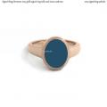 Womens rose gold signet ring with seal stone 10x8 mm