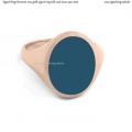 Womens rose gold signet ring with seal stone 13x10 mm