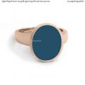 Womens rose gold signet ring with seal stone 13x11 mm