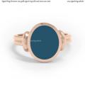Womens rose gold signet ring with seal (stone 12x10 mm ~ 0.47x0.39 inch) model