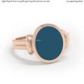 Womens rose gold signet ring with seal stone 12x10 mm