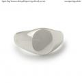 Womens white gold signet ring with seal 9x7 mm