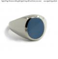 Womens white gold signet ring with seal stone 12x10 mm