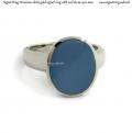 Womens white gold signet ring with seal stone 13x11 mm