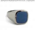 Womens white gold signet ring with seal stone 10x9,5 mm